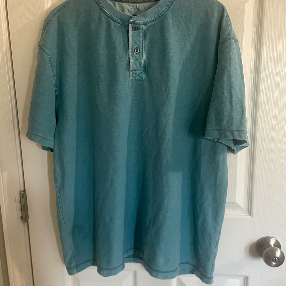 RedHead Men's Teal Short Sleeve Henley XL 100% cotton